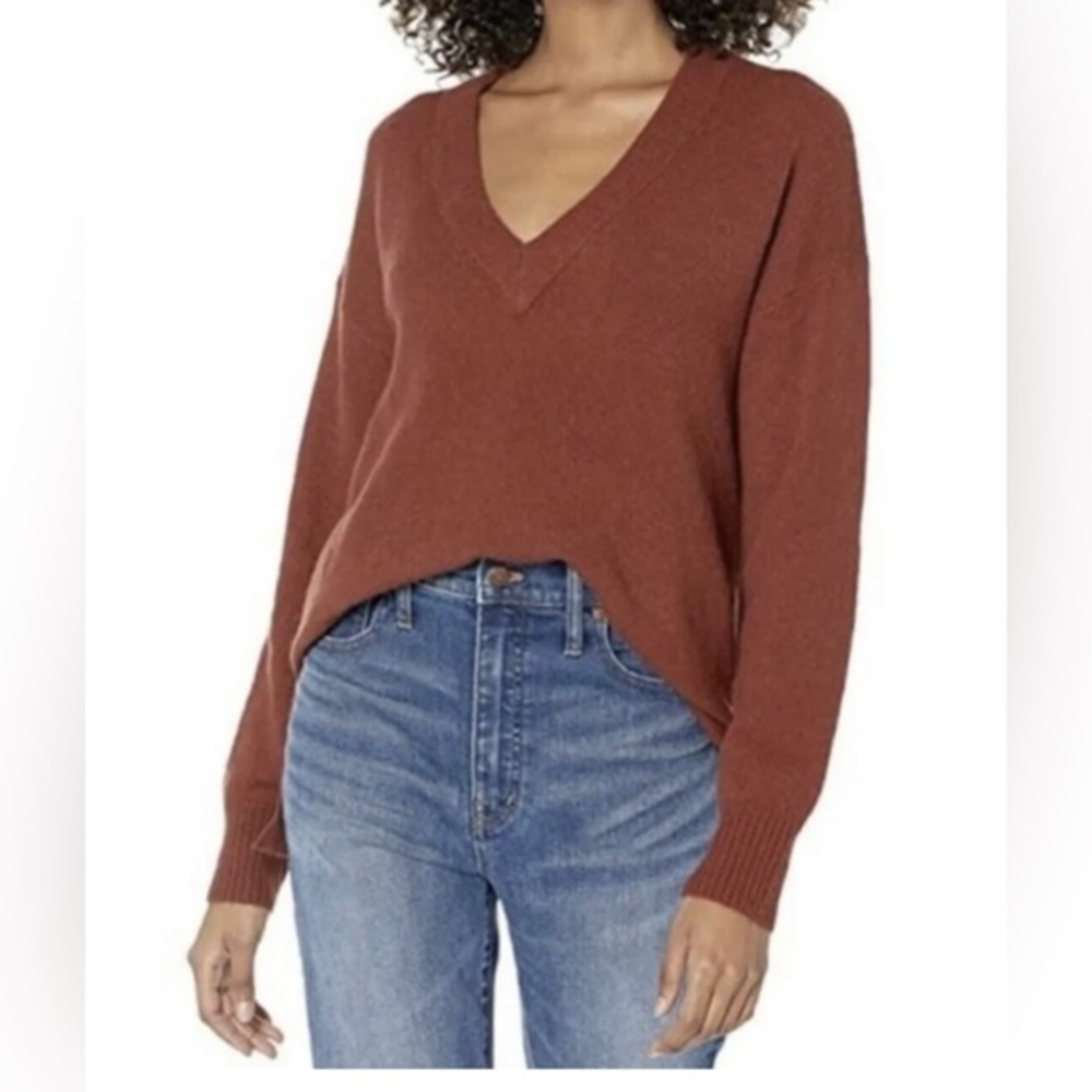 Madewell Bartlett V-Neck Pullover Knit Brown Women's Size Small